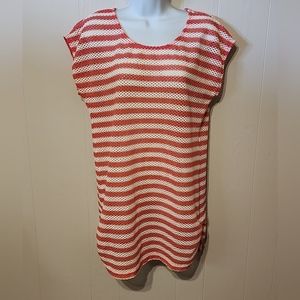 Swim Coverup Striped Large‎ Ruched Sides Lily Bleu Beach A205